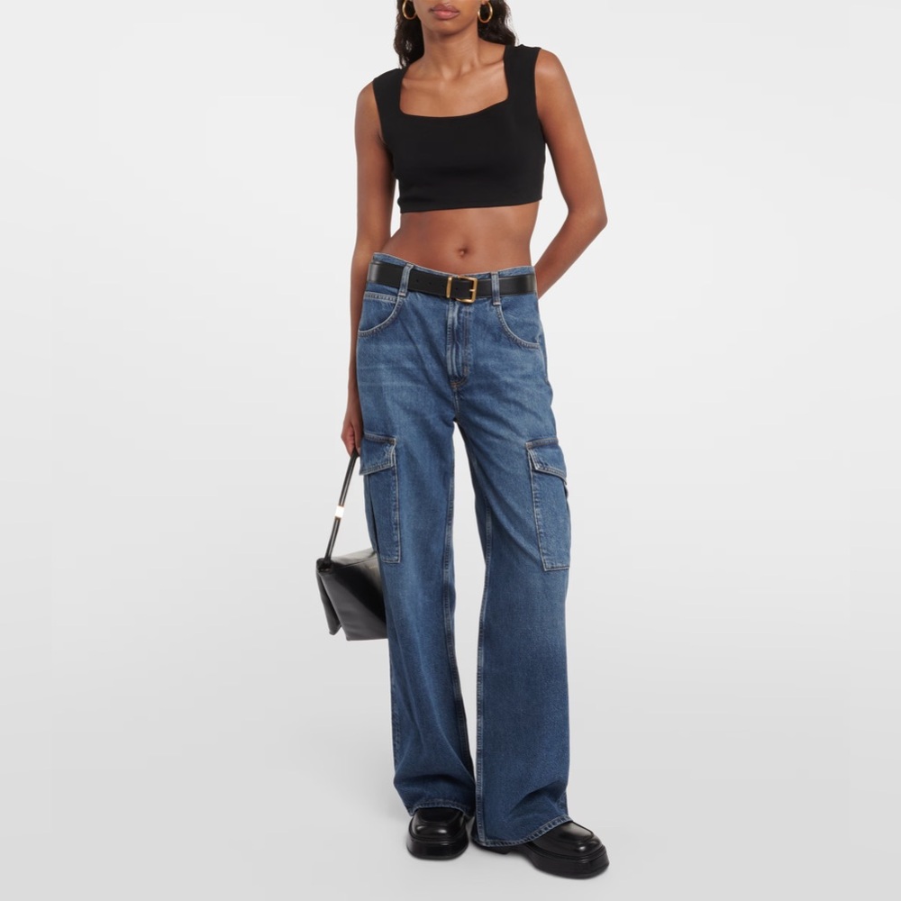 Agolde Minka Cargo Jeans in Path Medium Wash Size 22 - Picture 3 of 5